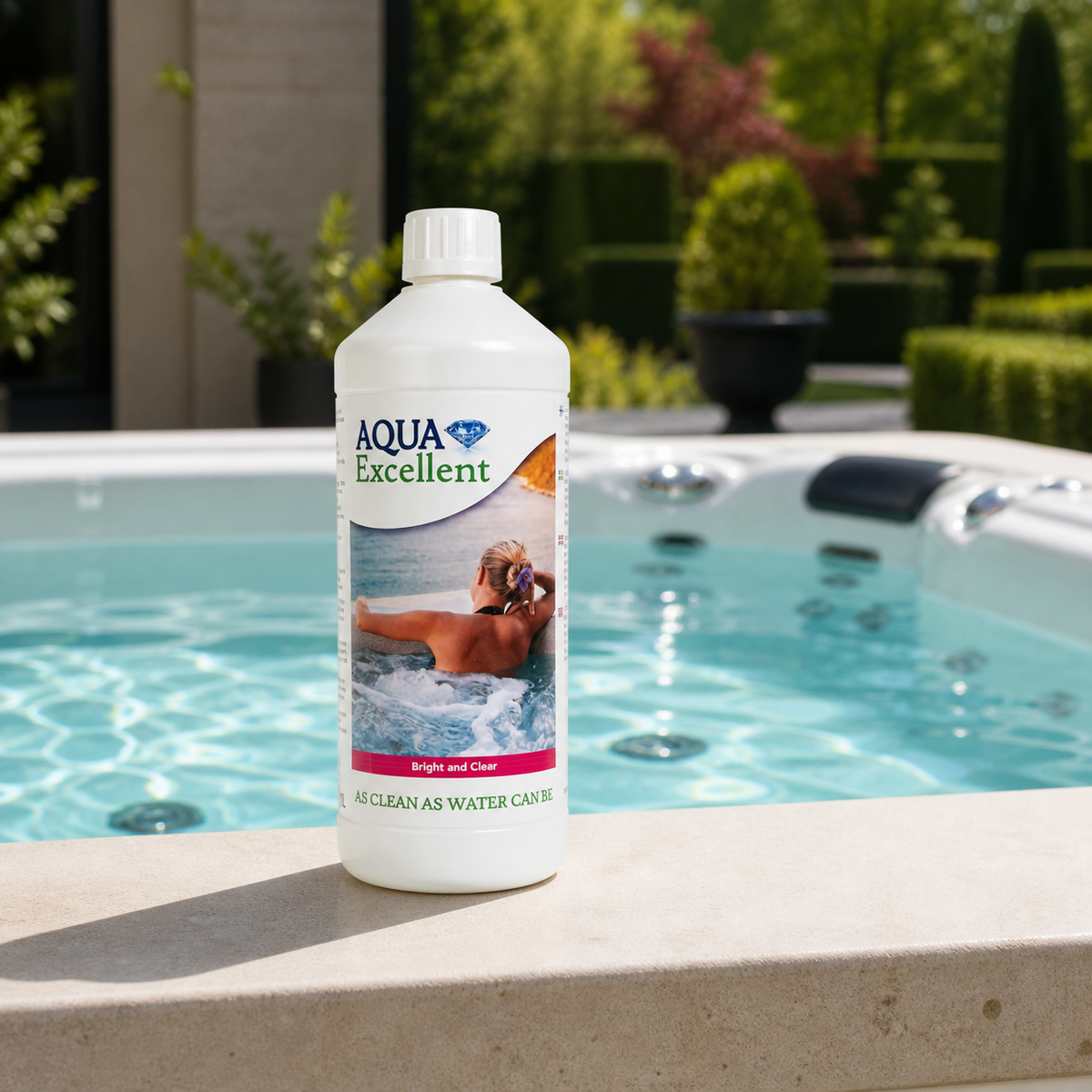 Aqua Excellent Bright & Clear 1 L bij een spa met helder water