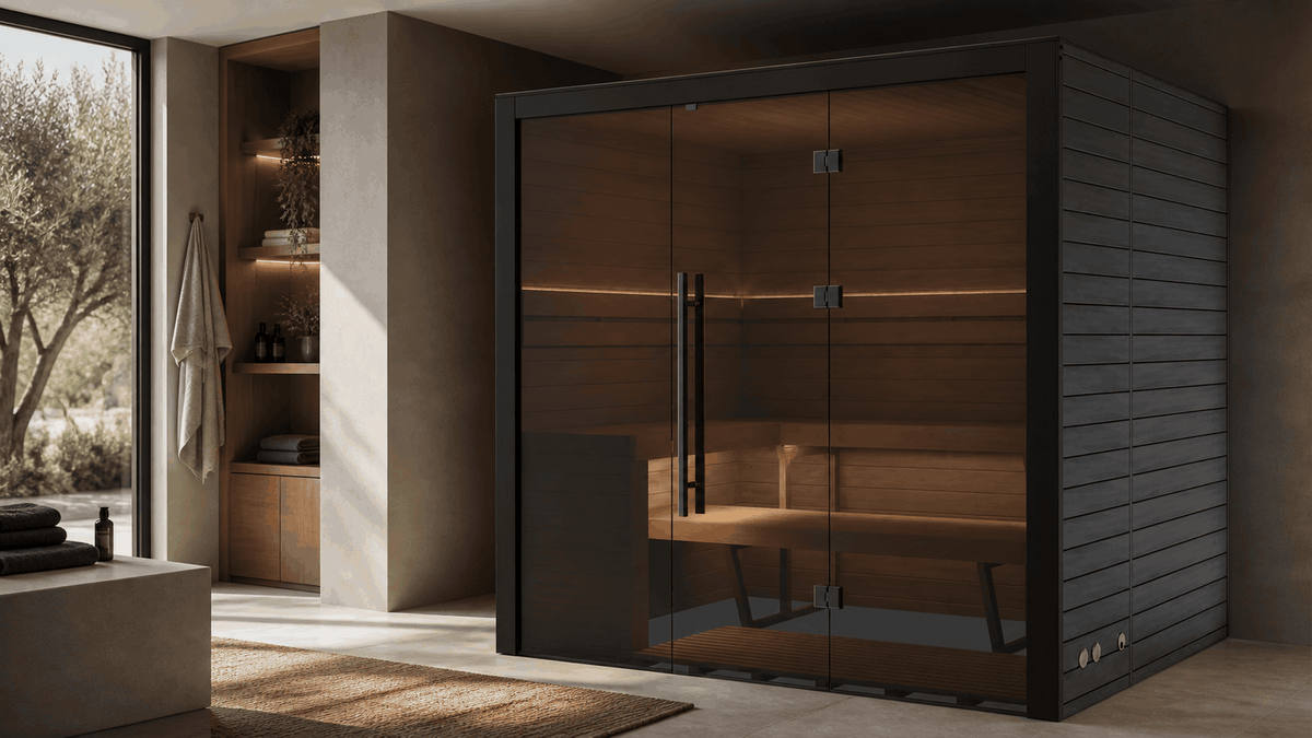 Nero 210 binnensauna geplaatst in een moderne wellnessruimte thuis