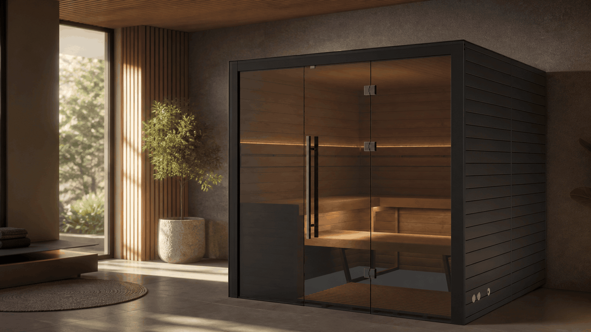 Nero 210X binnensauna geplaatst in een moderne wellnessruimte thuis