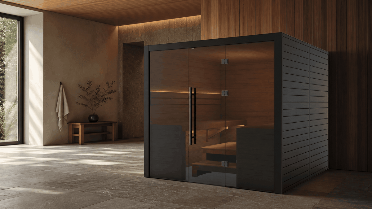 Nero 220 binnensauna geplaatst in een moderne wellnessruimte thuis
