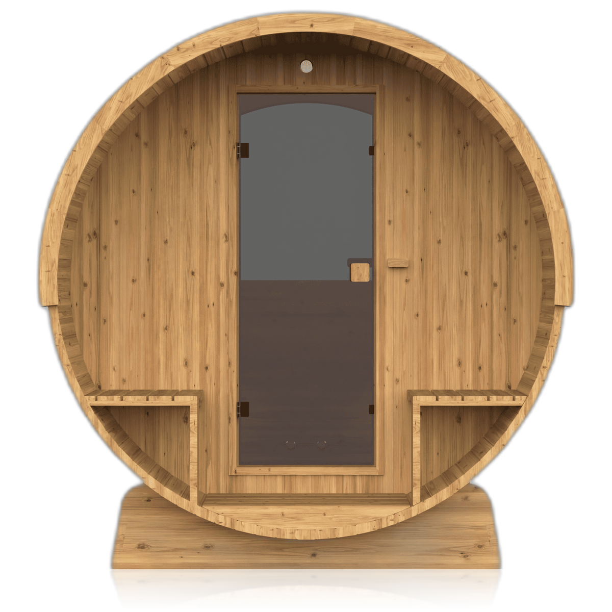 Barrel 250, sauna NODO, vue de face, posé au sol