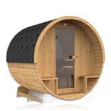 Barrel 250, sauna NODO, vue 2, posé au sol